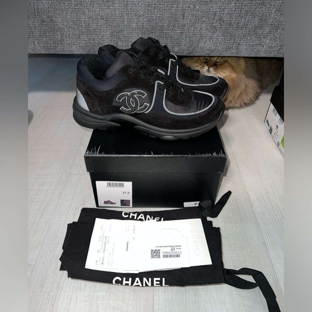 CHANEL Black Sneakers with Gray Accents